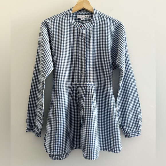 Uniqlo + Ines De La Fressange Linen Popover Market Blouse, Gingham, Size Small - Picture 1 of 16